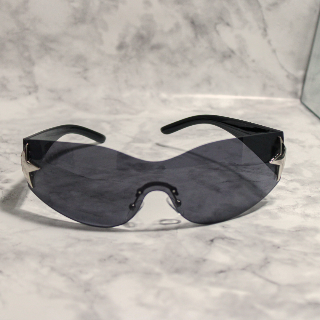 Star Decor Rimless Frame Shield Sunglasses