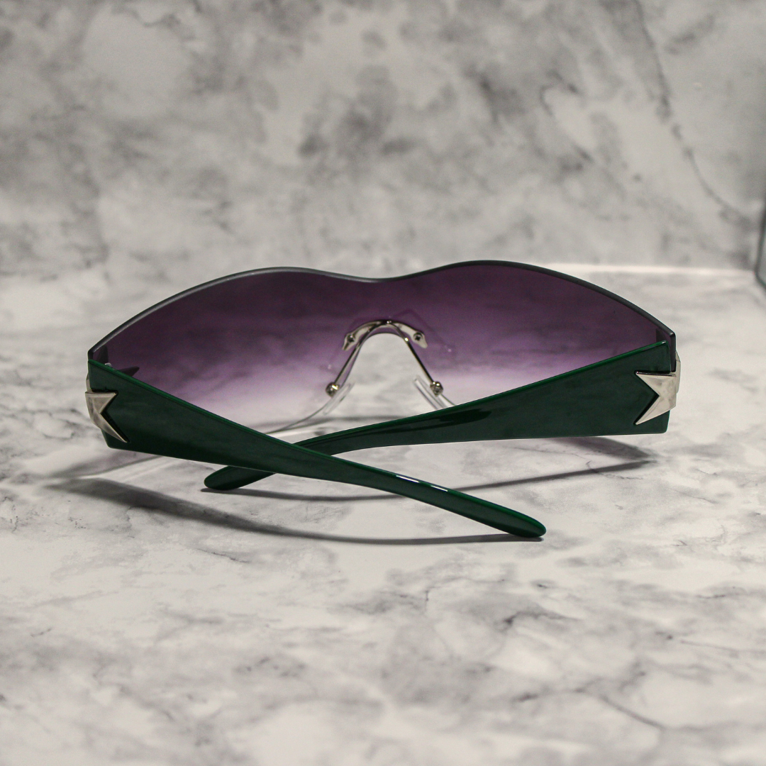 Star Decor Rimless Frame Shield Sunglasses