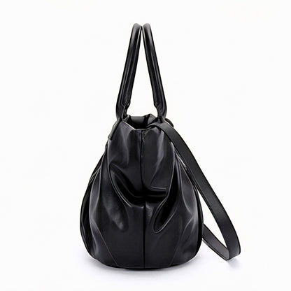 Faux Leather Ruched Tote Bag