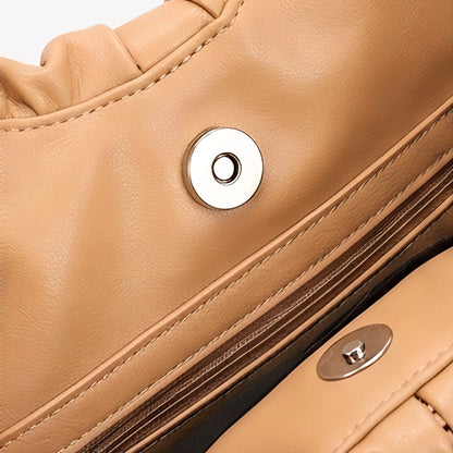 Faux Leather Ruched Tote Bag