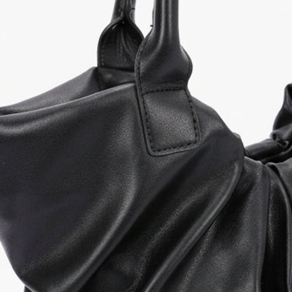 Faux Leather Ruched Tote Bag