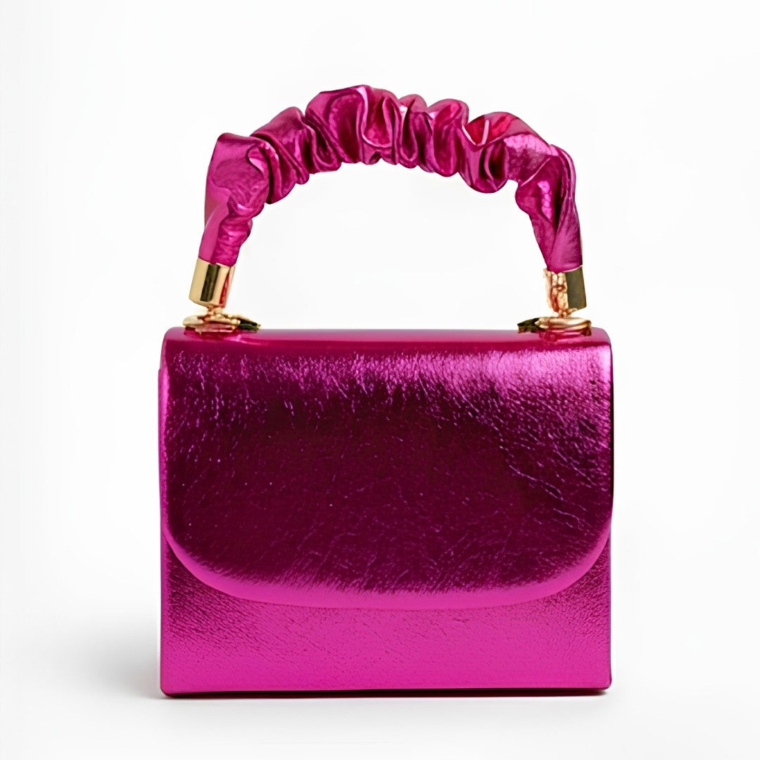Metallic Ruched Handle Crossbody Bag