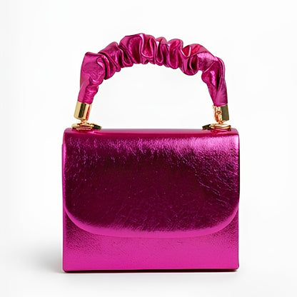 Metallic Ruched Handle Crossbody Bag