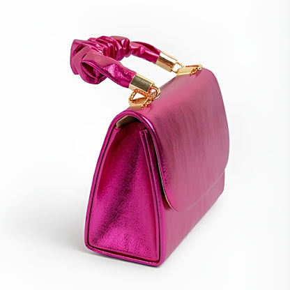 Metallic Ruched Handle Crossbody Bag