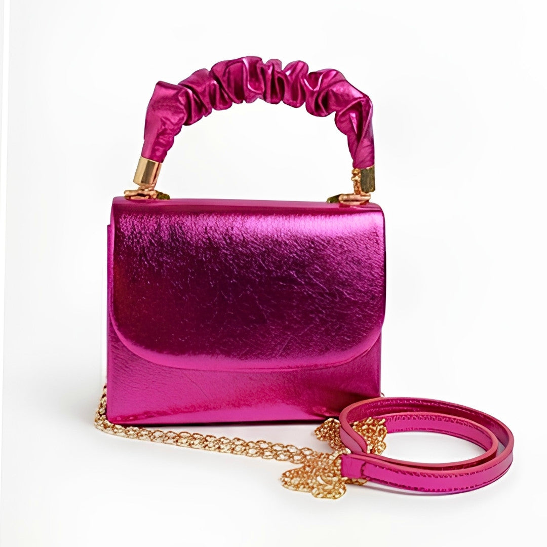 Metallic Ruched Handle Crossbody Bag